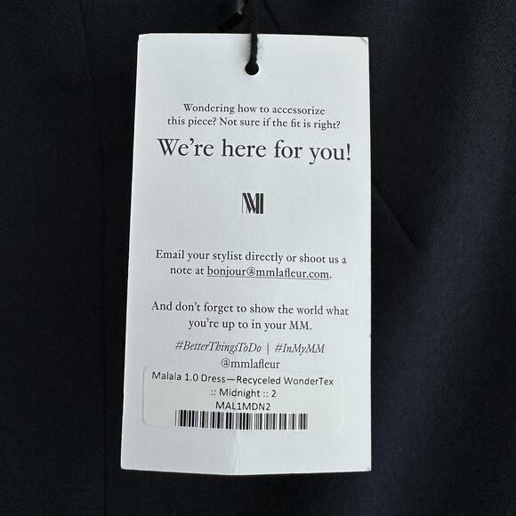 MM LaFleur Dress 2 Navy Malala Recycled WonderTex Career Quiet Luxury Minimalist - Picture 4 of 11